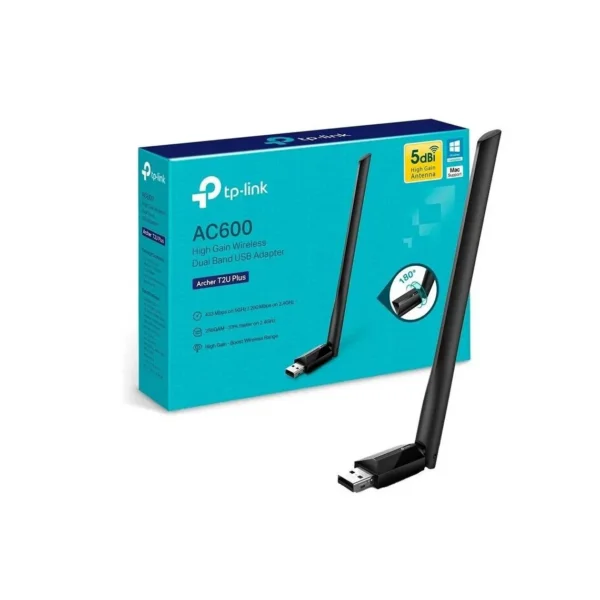 TP-Link Archer T2U Plus AC600 – Adaptateur USB WiFi Double Bande Haute Vitesse avec Antenne