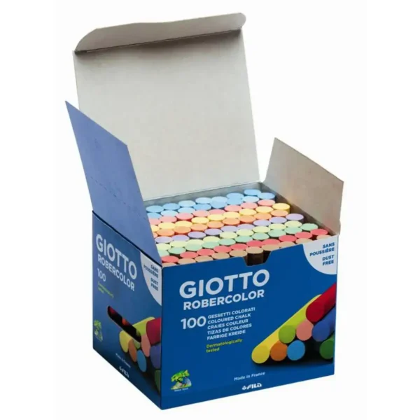 Craies GIOTTO Robercolor Multicolores Anti-Poussière – Boîte de 100 Pièces